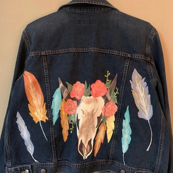 Hand painted denim jacket - Picture 1 of 1